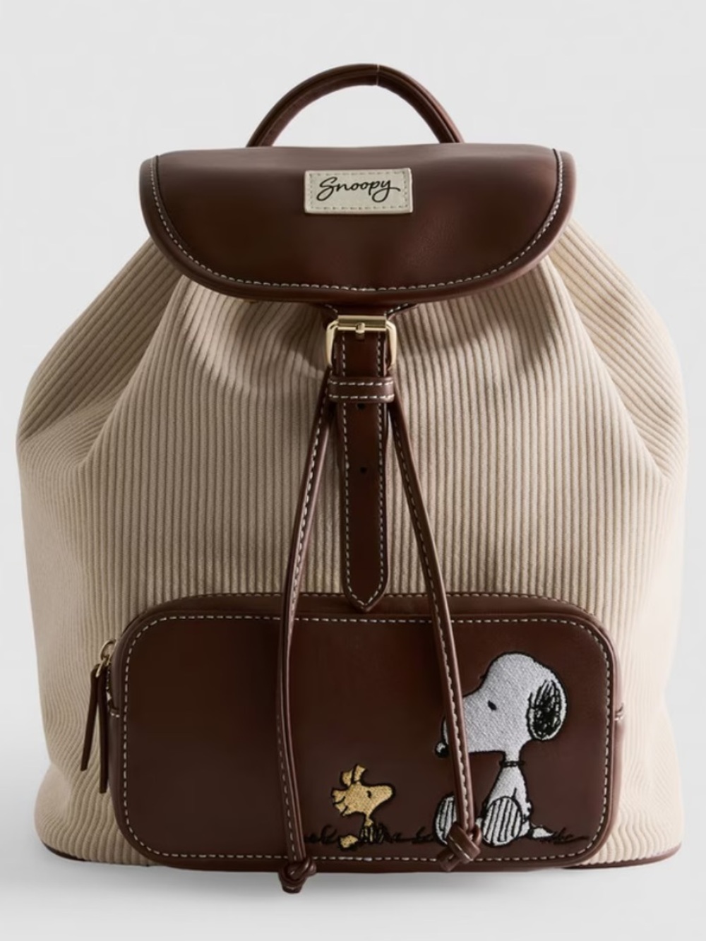 Peanuts Snoopy & Woodstock corduroy   Backpack New - Picture 2 of 16